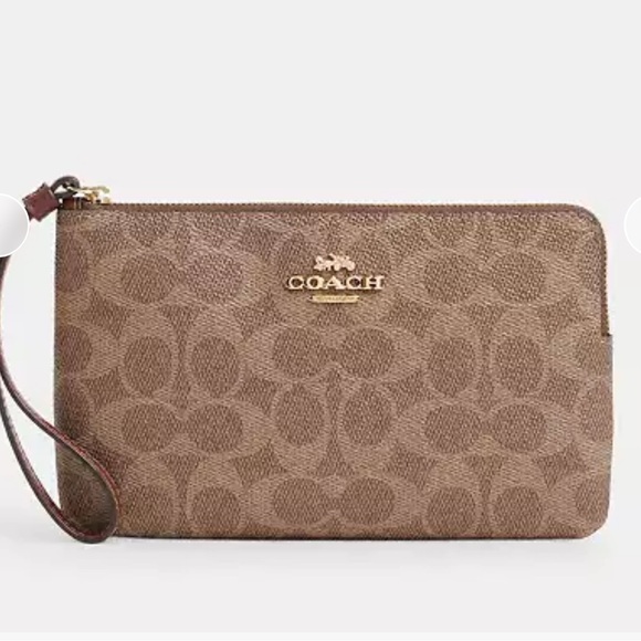 Coach Handbags - Coach Brown Logo Wristlet